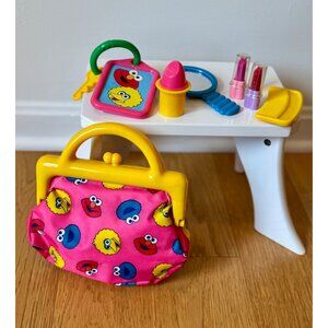 Vintage TYCO Sesame Street Elmo Big Bird Child Toy Purse Bag with Accessories